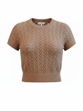 Loft Women's Slim Fit Chevron Pointelle Short Sleeve Sweater Tee Size XS